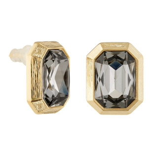 Серьги прямоугольные с чёрным  цирконом в золоте