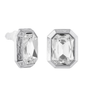 Серьги прямоугольные с белым цирконом серебристые