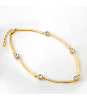 Колье в золоте с белым цирконом 