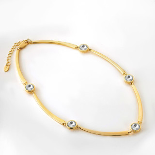 Колье в золоте с белым цирконом 