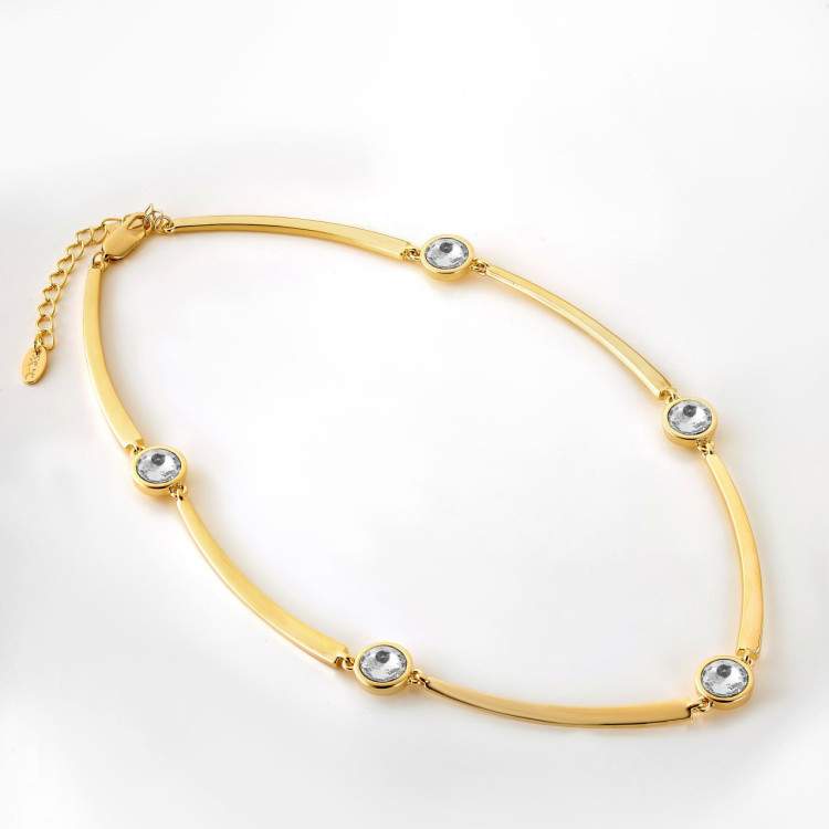Колье в золоте с белым цирконом Meduza Crystal