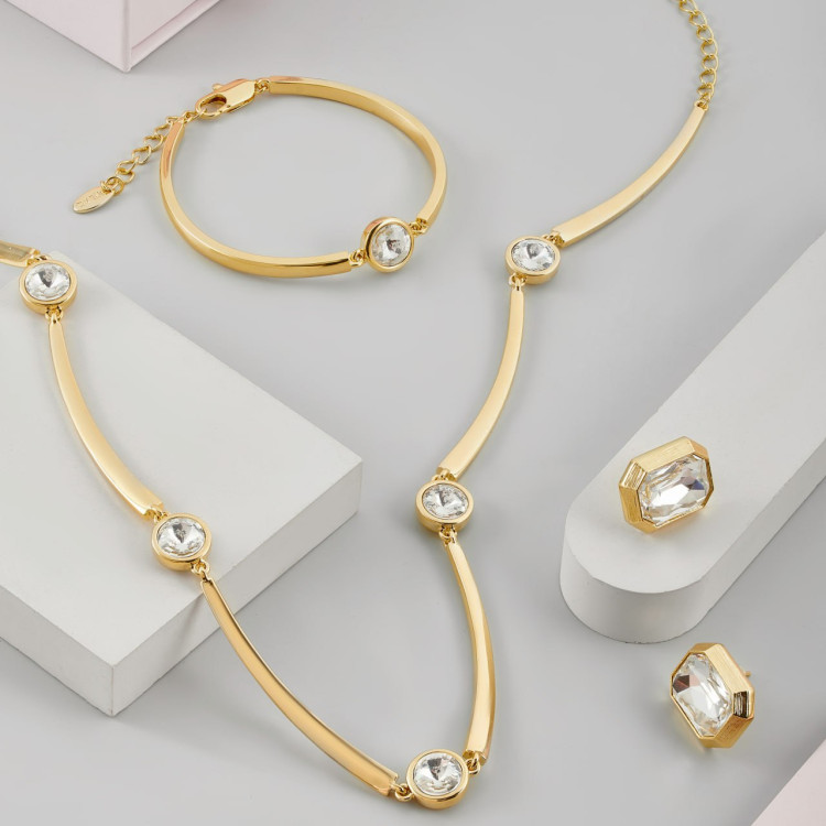 Колье в золоте с белым цирконом Meduza Crystal