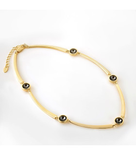 Колье в золоте с чёрным цирконом 