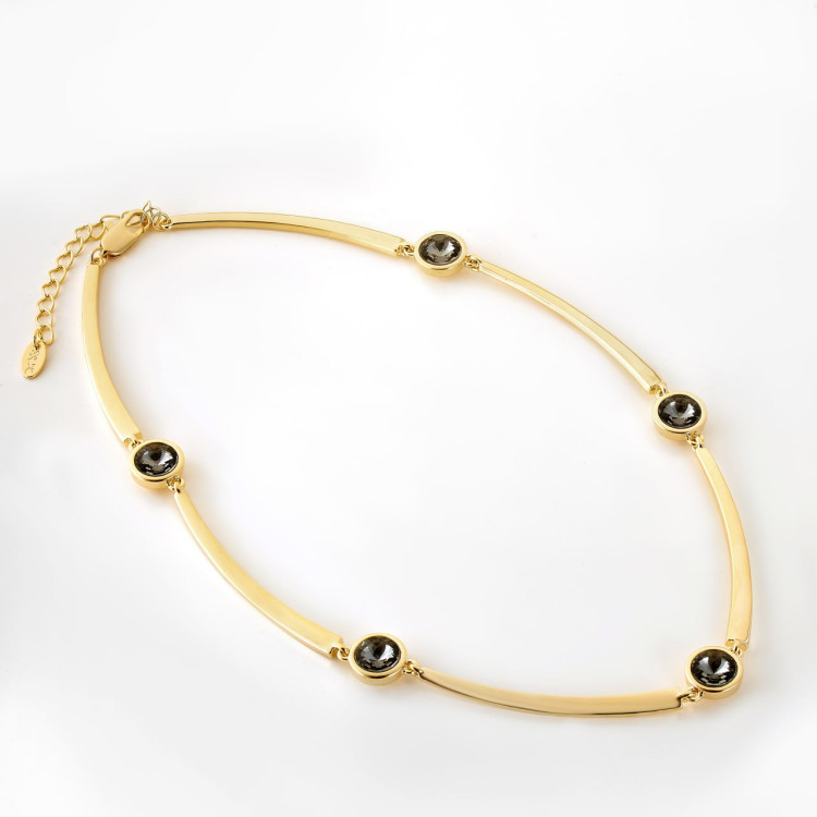 Колье в золоте с чёрным цирконом Meduza Crystal