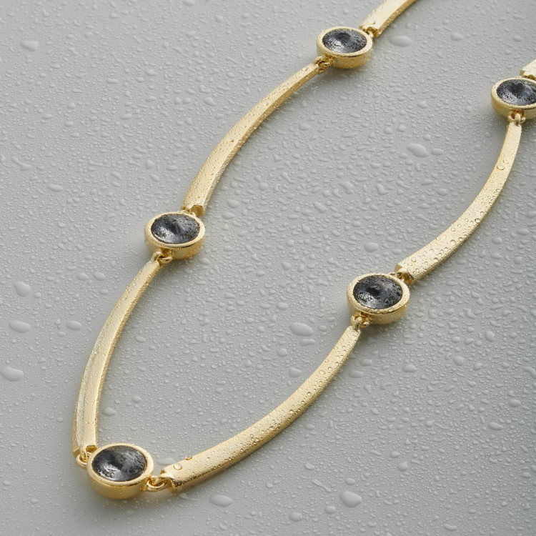 Колье в золоте с чёрным цирконом Meduza Crystal