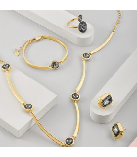 Колье в золоте с чёрным цирконом 