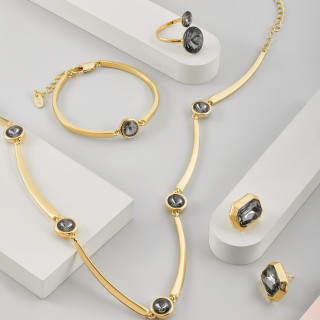 Браслет Атланта с черным камнем в золоте