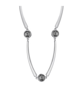 Колье серебристое с чёрным цирконом 