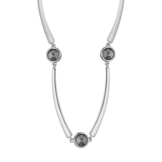 Колье серебристое с чёрным цирконом 