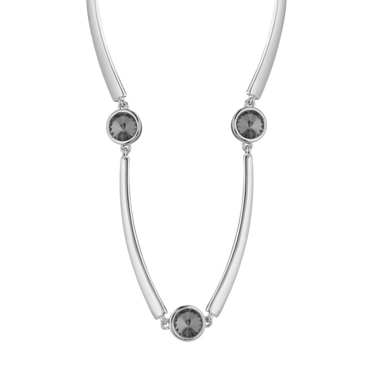 Колье серебристое с чёрным цирконом Meduza Crystal