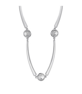 Колье серебристое с белым цирконом 