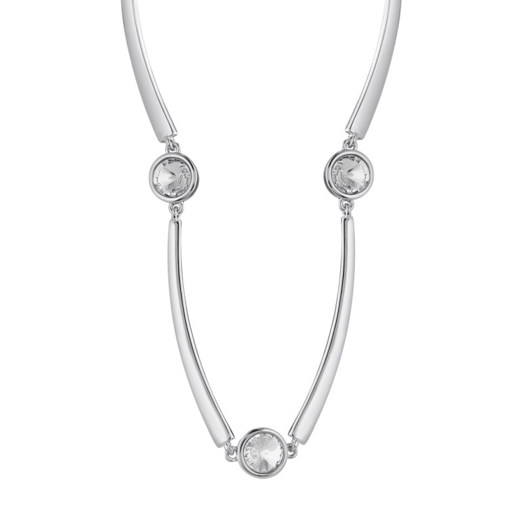 Колье серебристое с белым цирконом Meduza Crystal