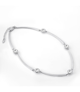 Колье серебристое с белым цирконом 