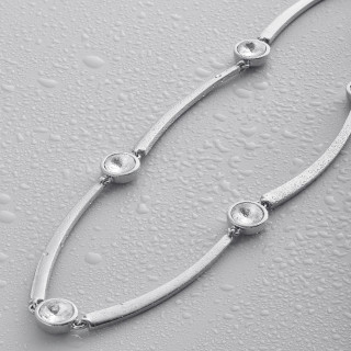 Колье серебристое с белым цирконом 