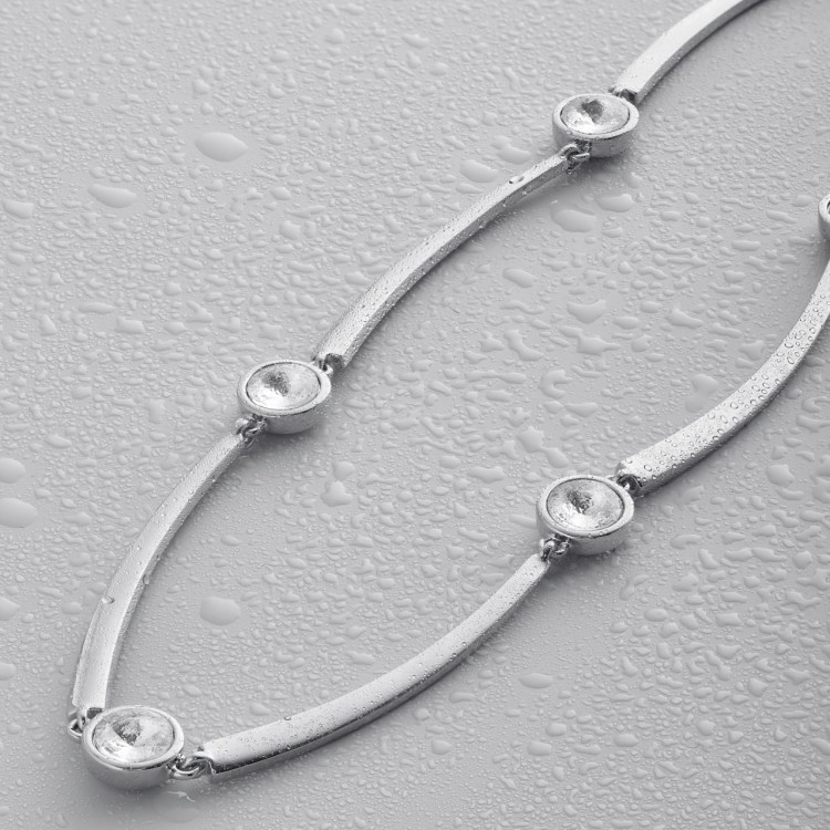 Колье серебристое с белым цирконом Meduza Crystal