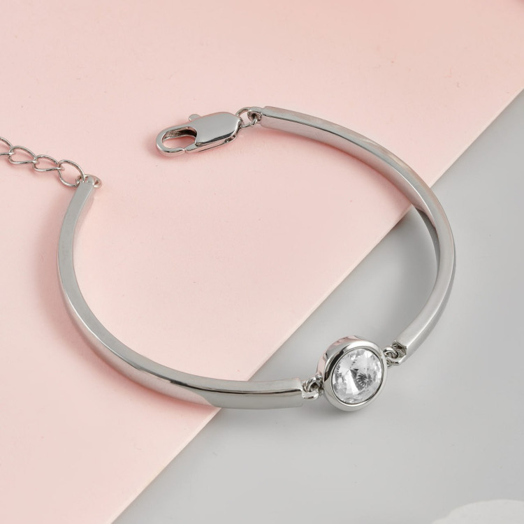 Браслет Атланта с белым камнем в серебре Meduza Crystal