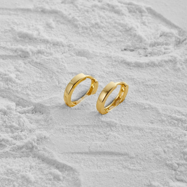 Серьги колечки маленькие в золоте Meduza Crystal