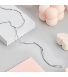 Колье галстук на шею серебристая