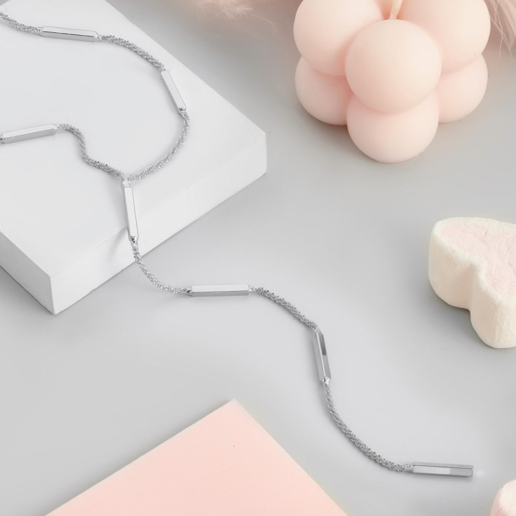 Колье галстук на шею серебристая Meduza Crystal