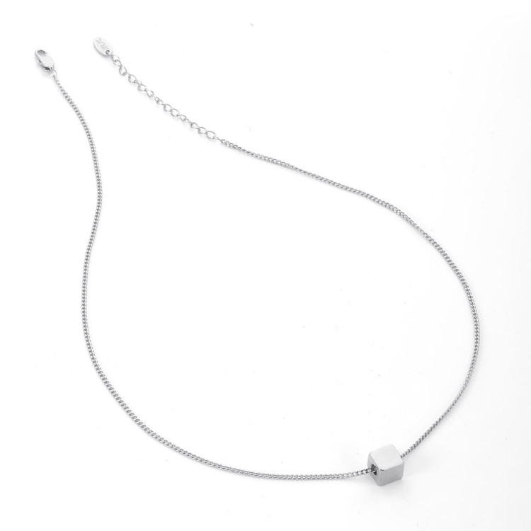Подвеска на цепочке куб серебристая Meduza Crystal