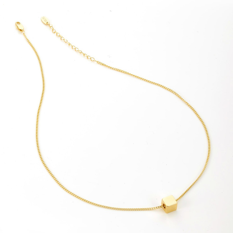 Подвеска на цепочке куб в золоте Meduza Crystal