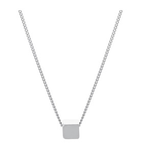Подвеска на цепочке куб серебристая