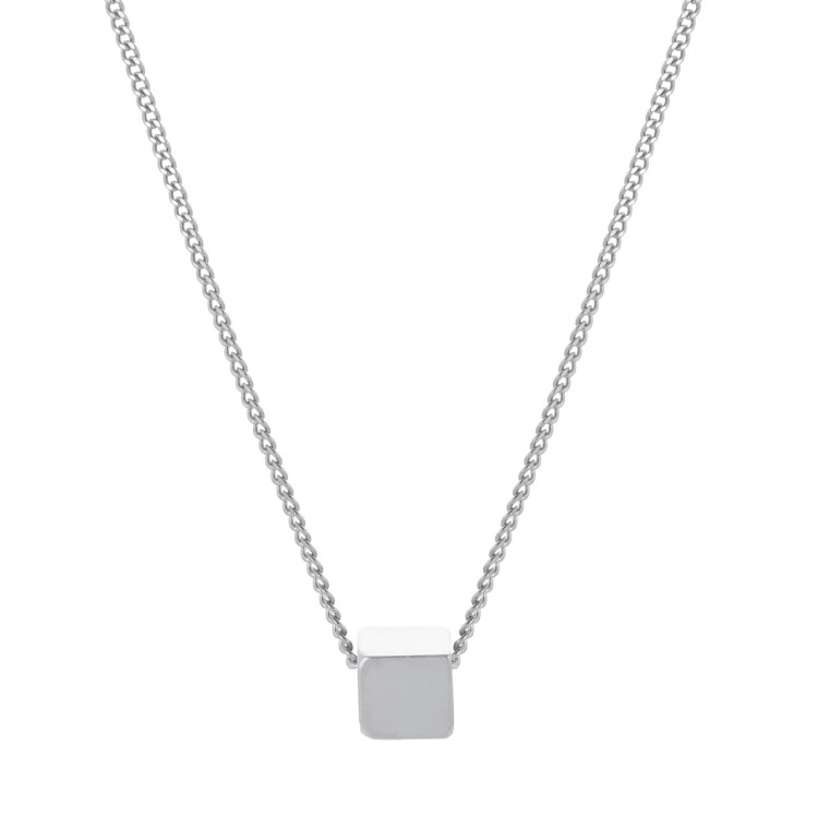 Подвеска на цепочке куб серебристая Meduza Crystal