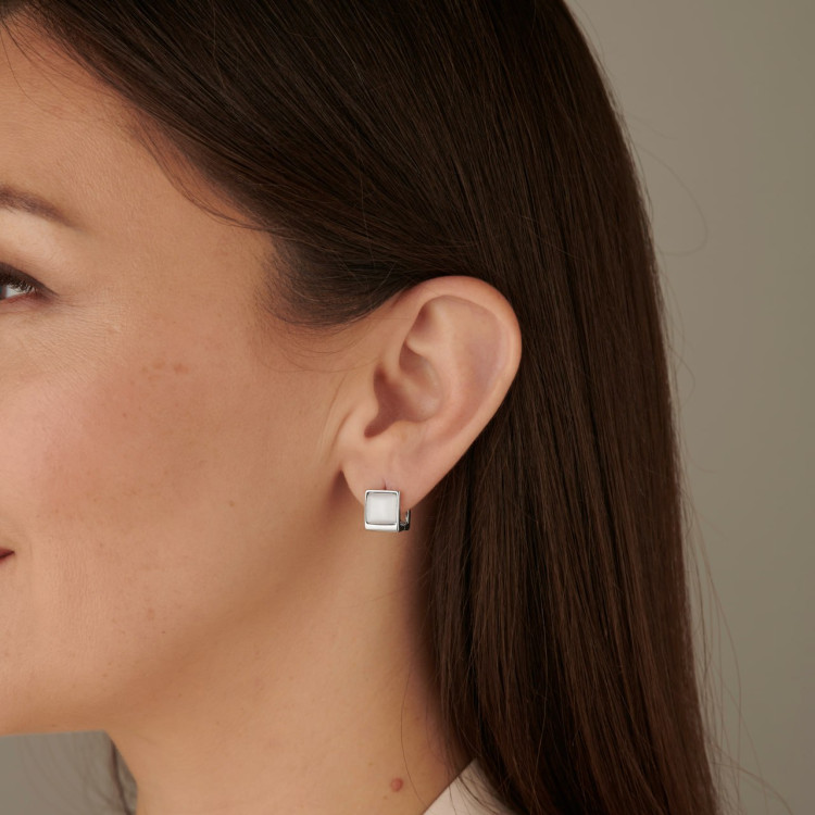 Серьги кубы кошачий глаз в серебре Meduza Crystal