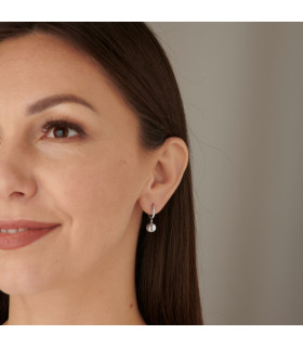 Серьги конго с шариками серебристые