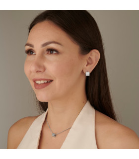 Серьги кубы кошачий глаз в серебре