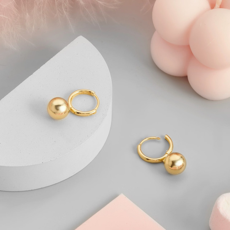 Серьги конго с шариками в золоте Meduza Crystal