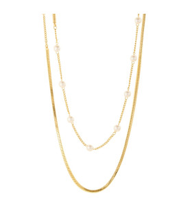 Колье длинное с жемчугом в золоте