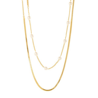 Колье длинное с жемчугом в золоте