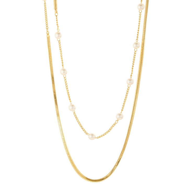 Колье длинное с жемчугом в золоте Meduza Crystal