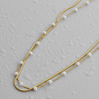 Колье длинное с жемчугом в золоте