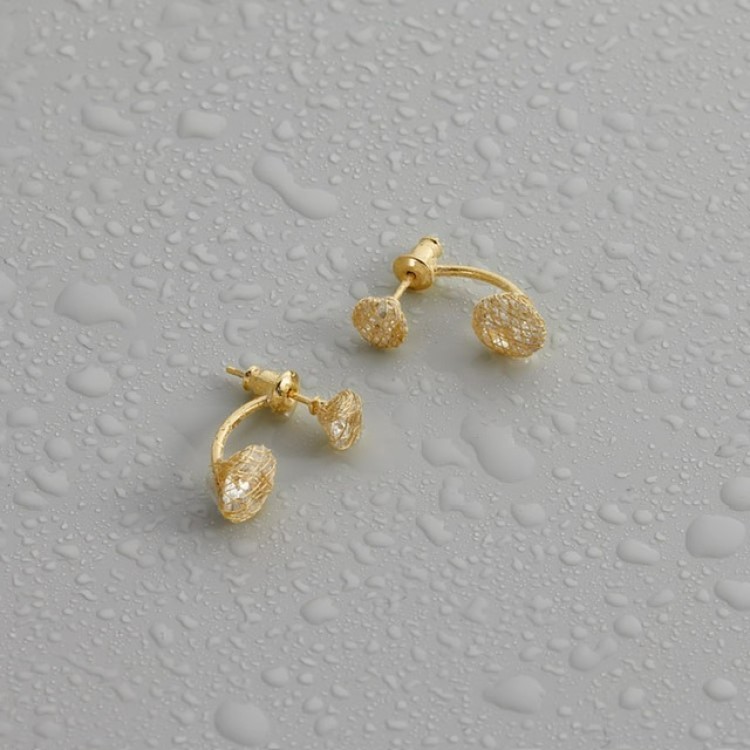 Серьги паутинка в золоте Meduza Crystal