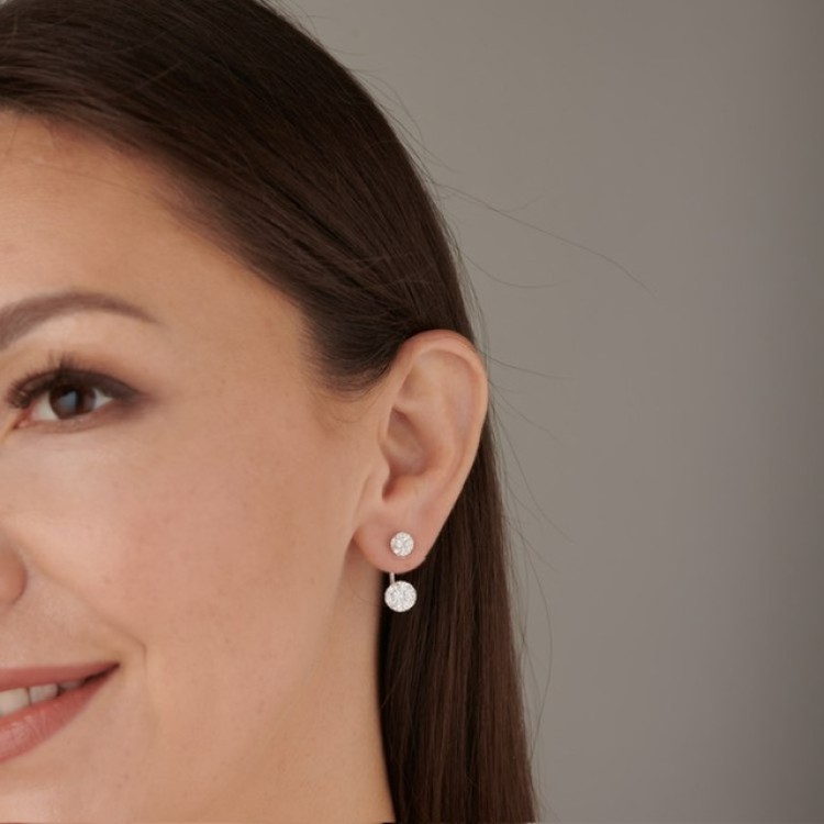 Серьги паутинка в золоте Meduza Crystal