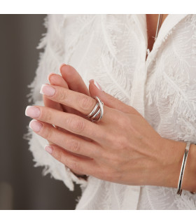 Кольцо Тройное в белом золоте