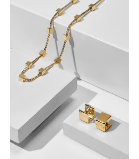 Серьги двухсторонние золотистые кубы 