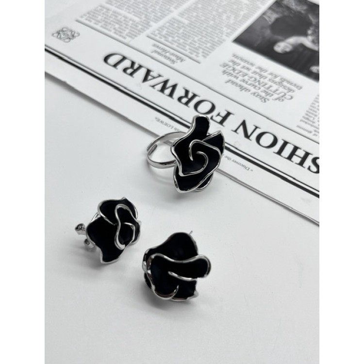 Серьги Цветок в белом золоте Meduza Crystal