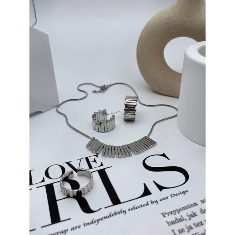 Серьги Ребристые крупные в серебре Meduza Crystal