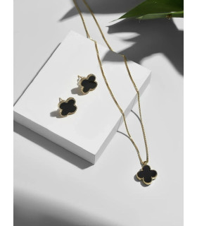 Подвеска Ванклиф с чёрной вставкой  в золоте 