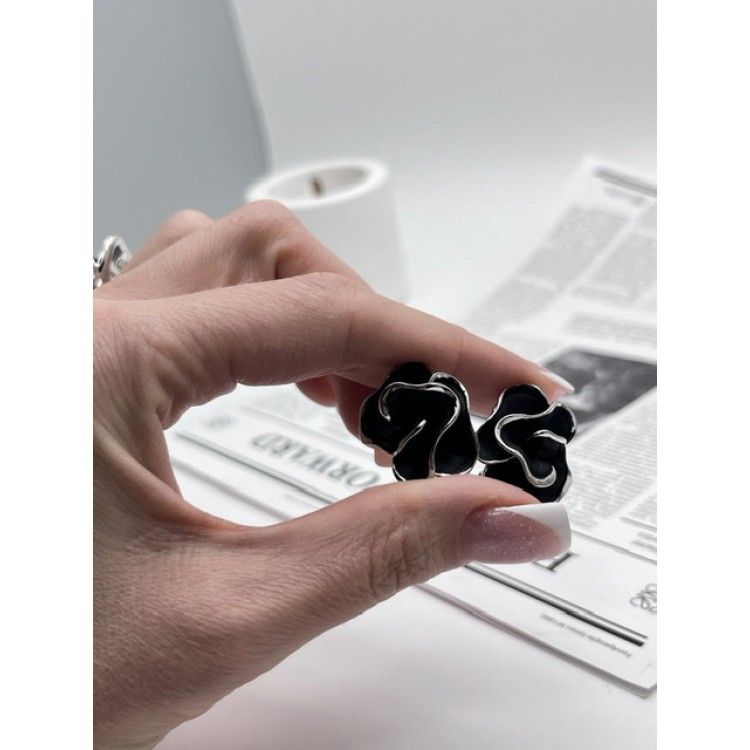 Серьги Цветок в белом золоте Meduza Crystal