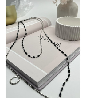 Подвеска Длинная с бисером в серебре 