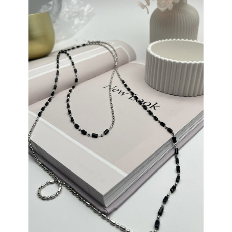 Подвеска Длинная с бисером в серебре Meduza Crystal