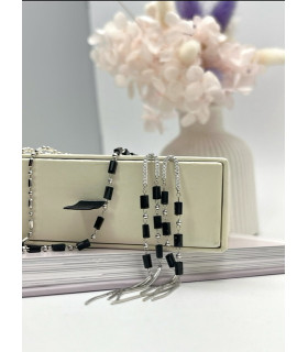 Серьги длинные с цирконами в белом золоте