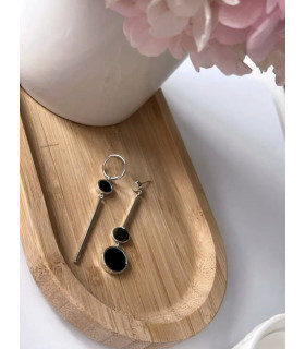 Серьги асимметрия длинные  в серебре 