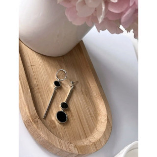 Серьги асимметрия длинные  в серебре 