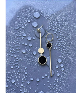 Серьги асимметрия длинные  в золоте