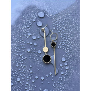 Серьги асимметрия длинные  в золоте